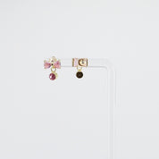 Kids Dangle Stud Earrings | Pink Bow with Pink CZ