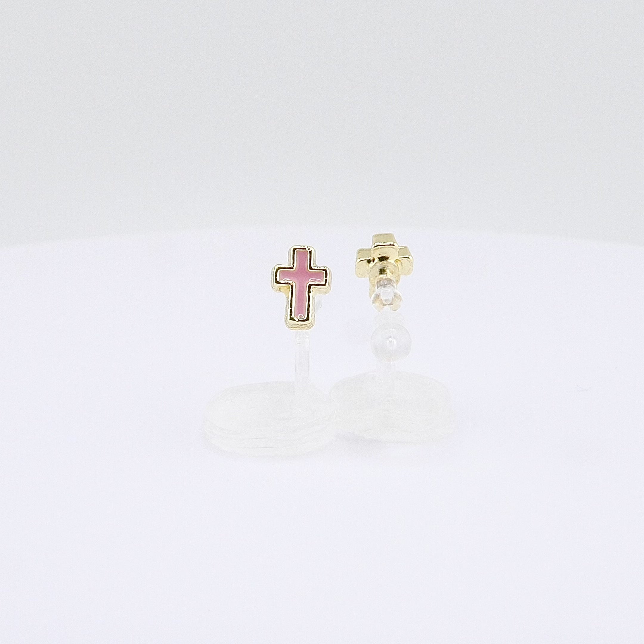 Kids Clip-on Earrings | Pink Cross