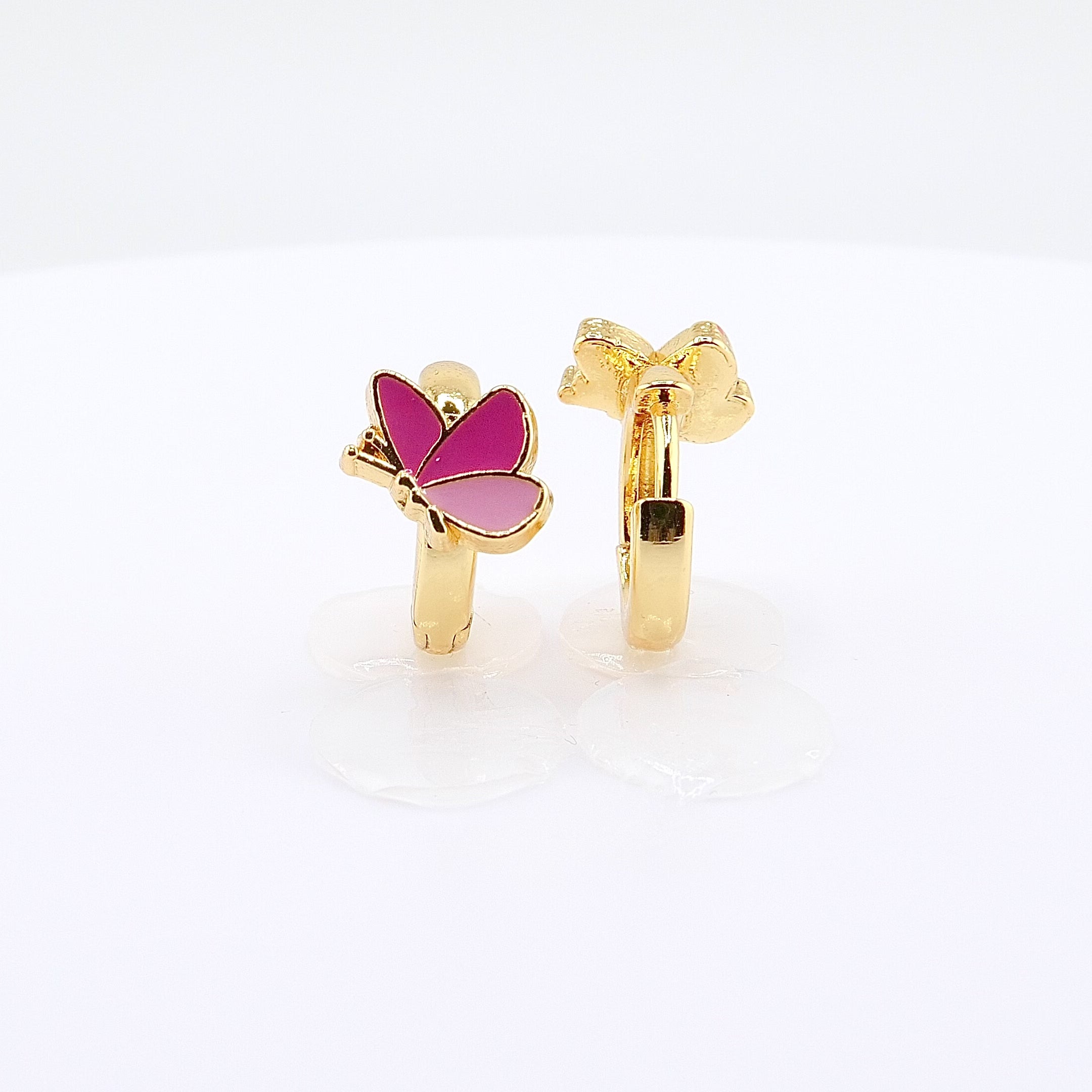 18K Gold Plated Kids Hoop Earrings | Easter Butterfly Huggie