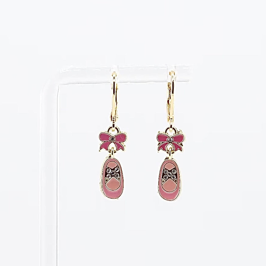 Kids Leverback Earrings | Crystal Ballet Shoe