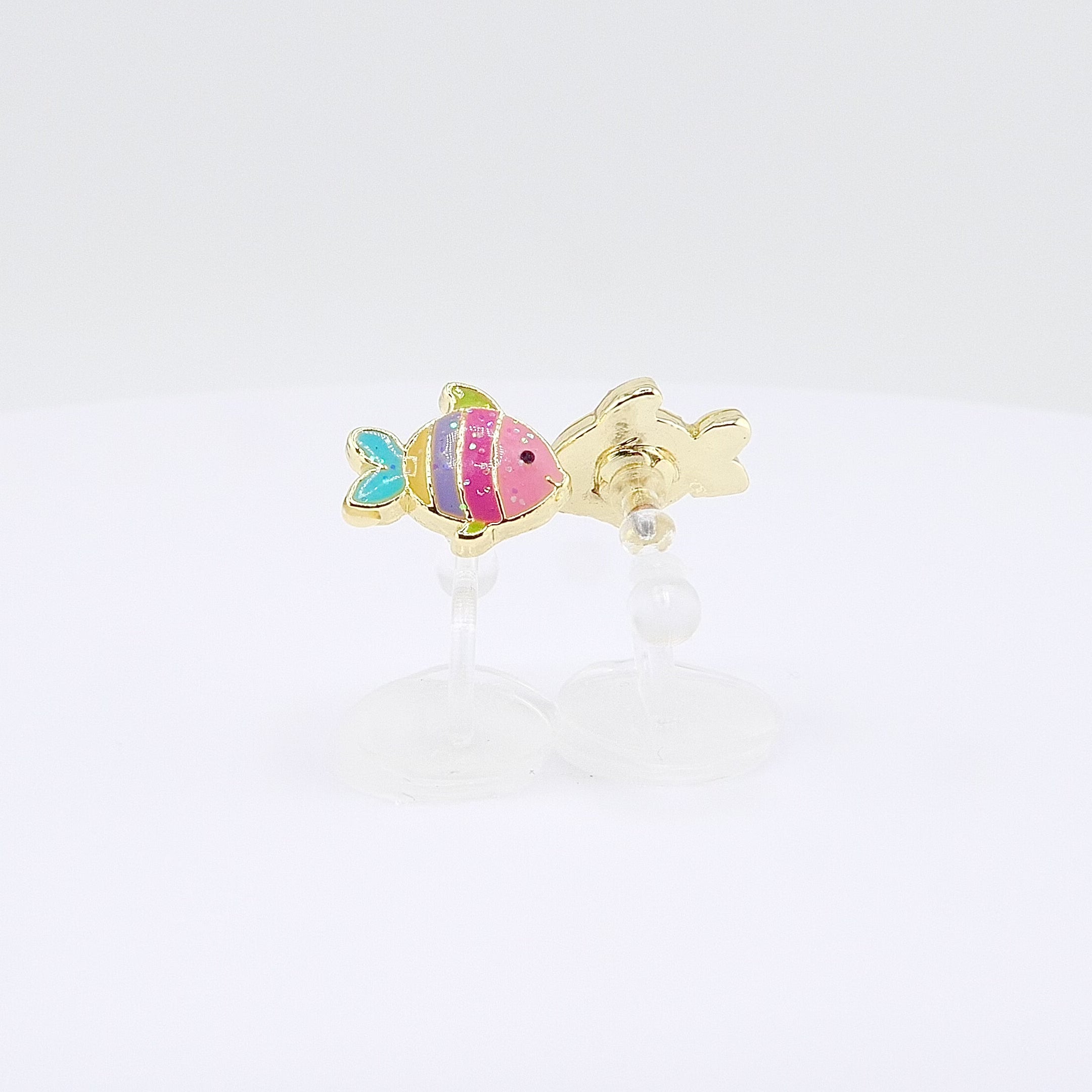 Kids Clip-on Earrings | Glitter Rainbow Fish