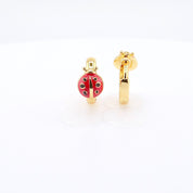 18K Gold Plated Kids Hoop Earrings | Easter Ladybug Huggie