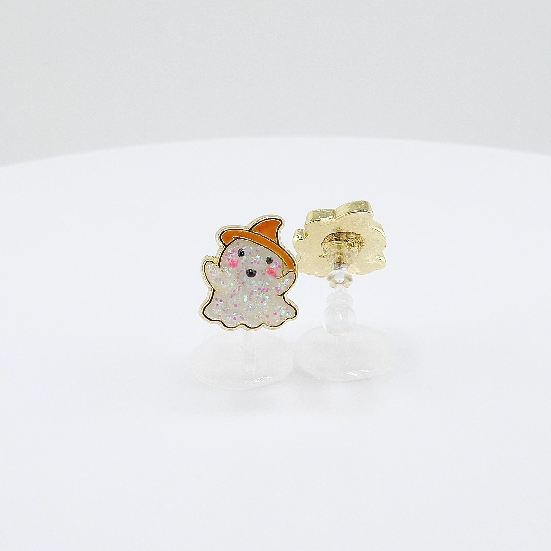 Halloween Kids Clip-on Earrings | Glitter Spooky Ghost