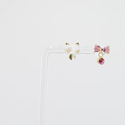 Kids Clip-On Dangle Earrings | Pink Bow with Pink CZ