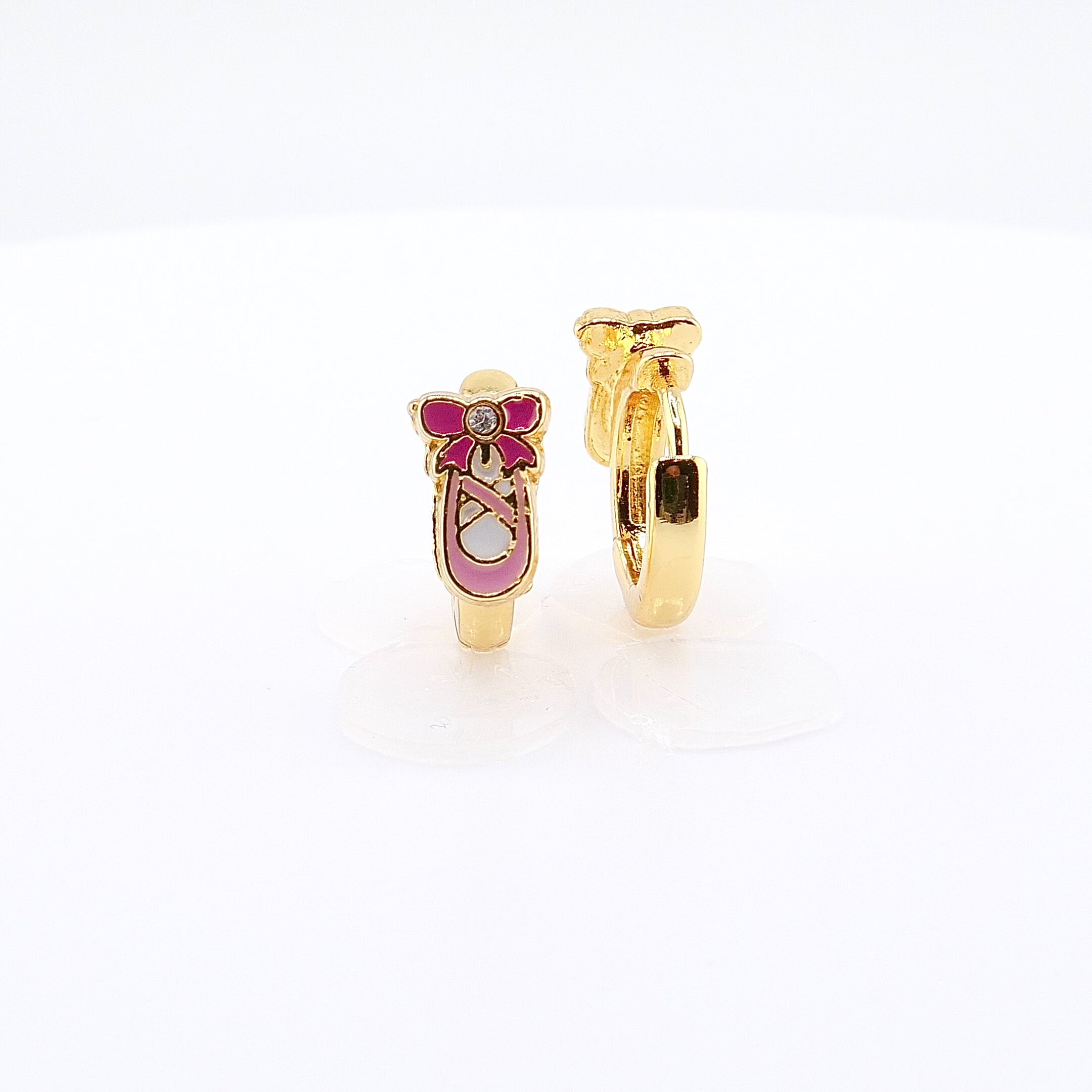 18K Gold Plated Kids Hoop Earrings | Ballet Shoe Huggie