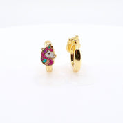 18K Gold Plated Huggie Earrings with Multi-Colored CZ