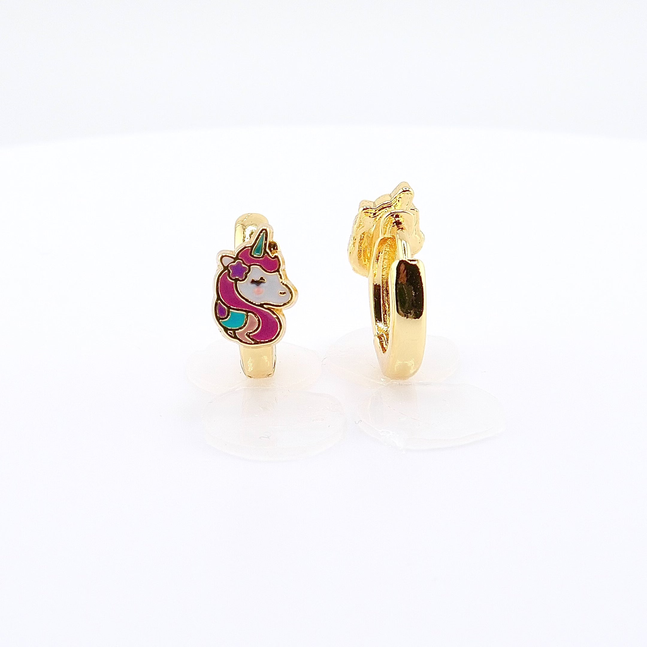 18K Gold Plated Huggie Earrings with Multi-Colored CZ