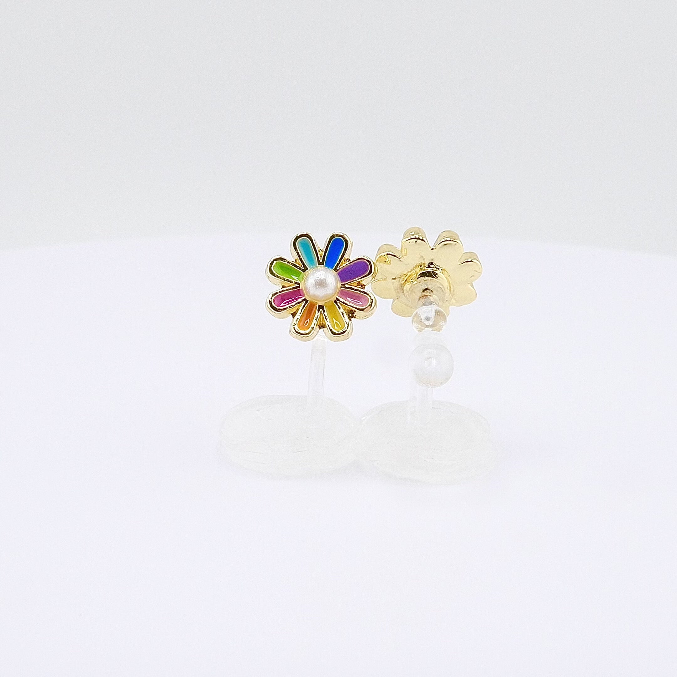 Kids Clip-on Earrings | Easter Rainbow Daisy