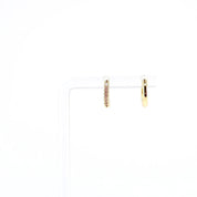 18K gold plated pink CZ huggie earrings rotating on display, video
