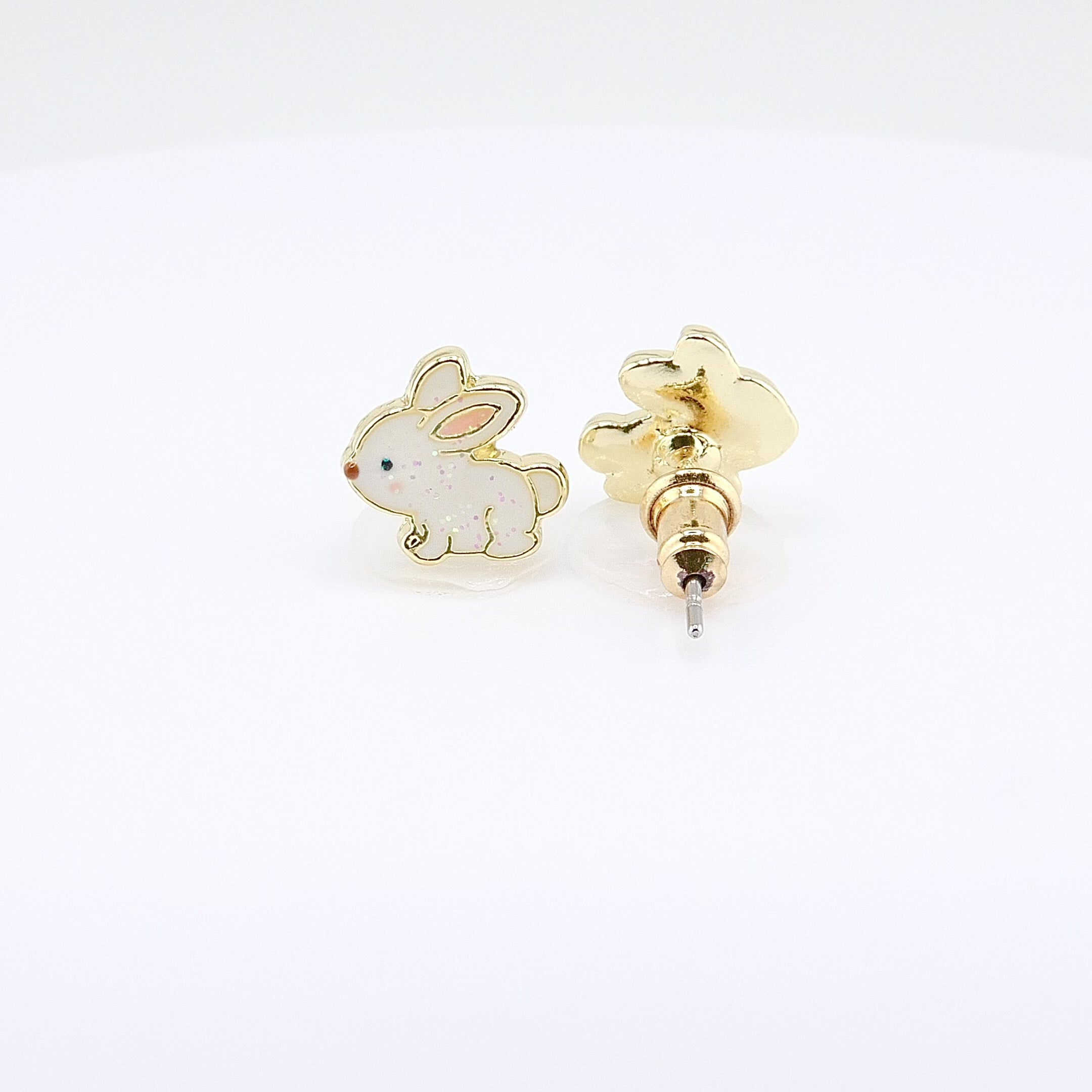 Kids Hypoallergenic Stud Earrings | Easter Glitter Rabbit