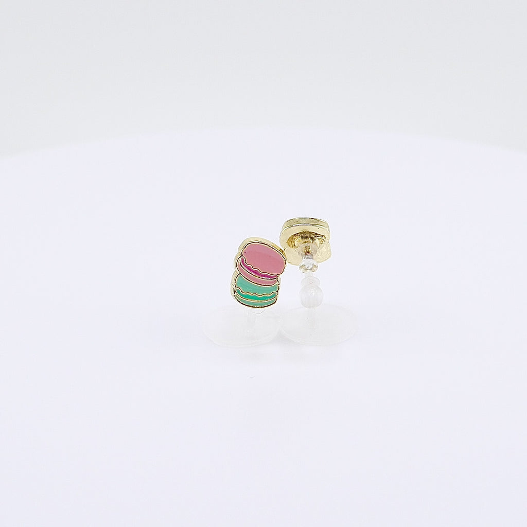  Macaron clip-on earrings on Girl Nation display card, hypoallergenic and nickel-free