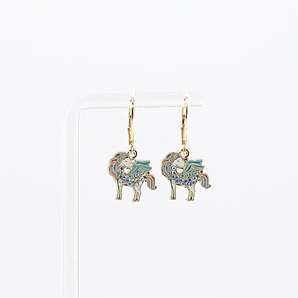 Kids Leverback Earrings | Crystal Unicorn Magic