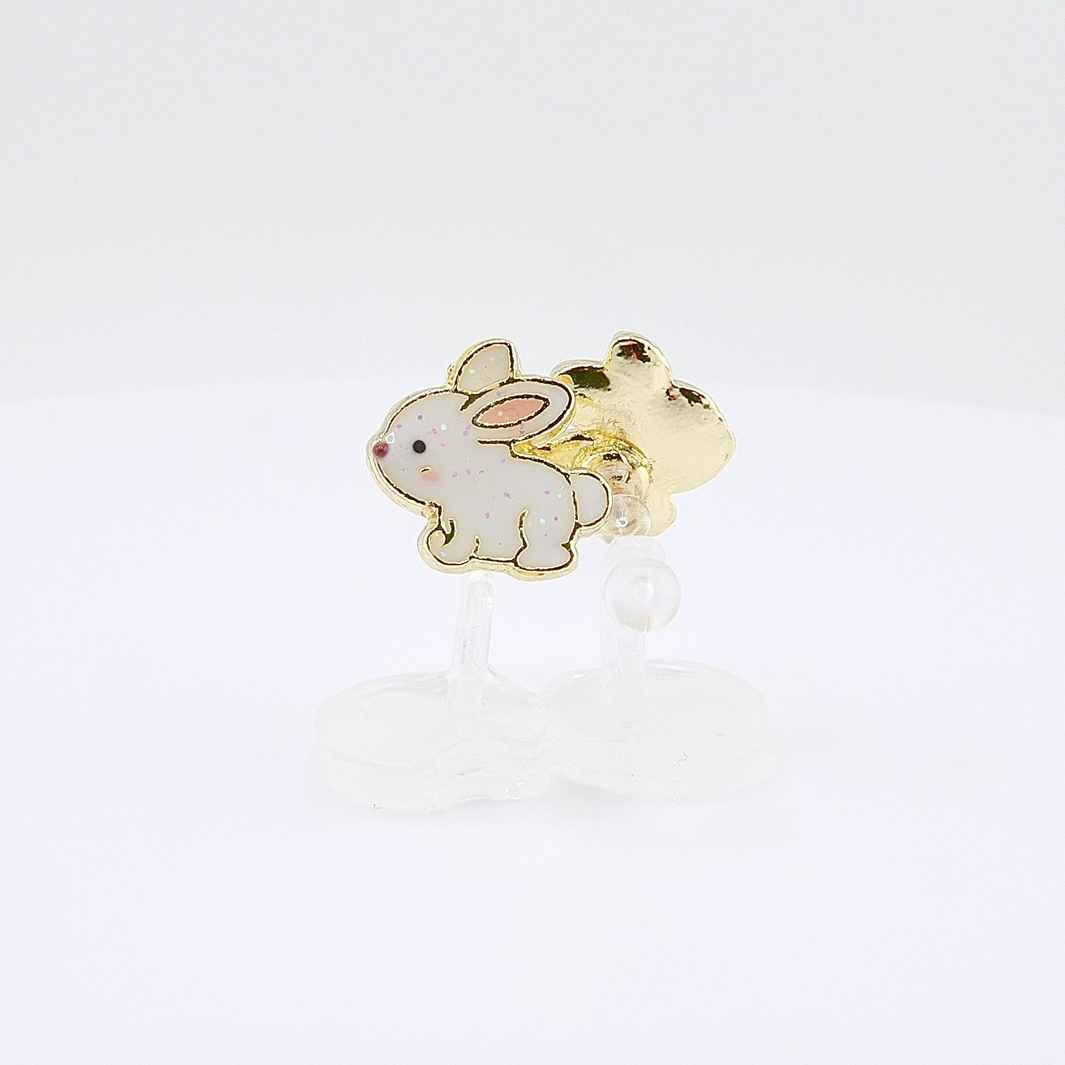 Kids Clip-on Earrings | Easter Glitter Rabbit