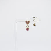 Kids Clip-On Dangle Earrings | Heart with Pink CZ