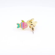 Kids Hypoallergenic Stud Earrings | Glitter Rainbow Fish