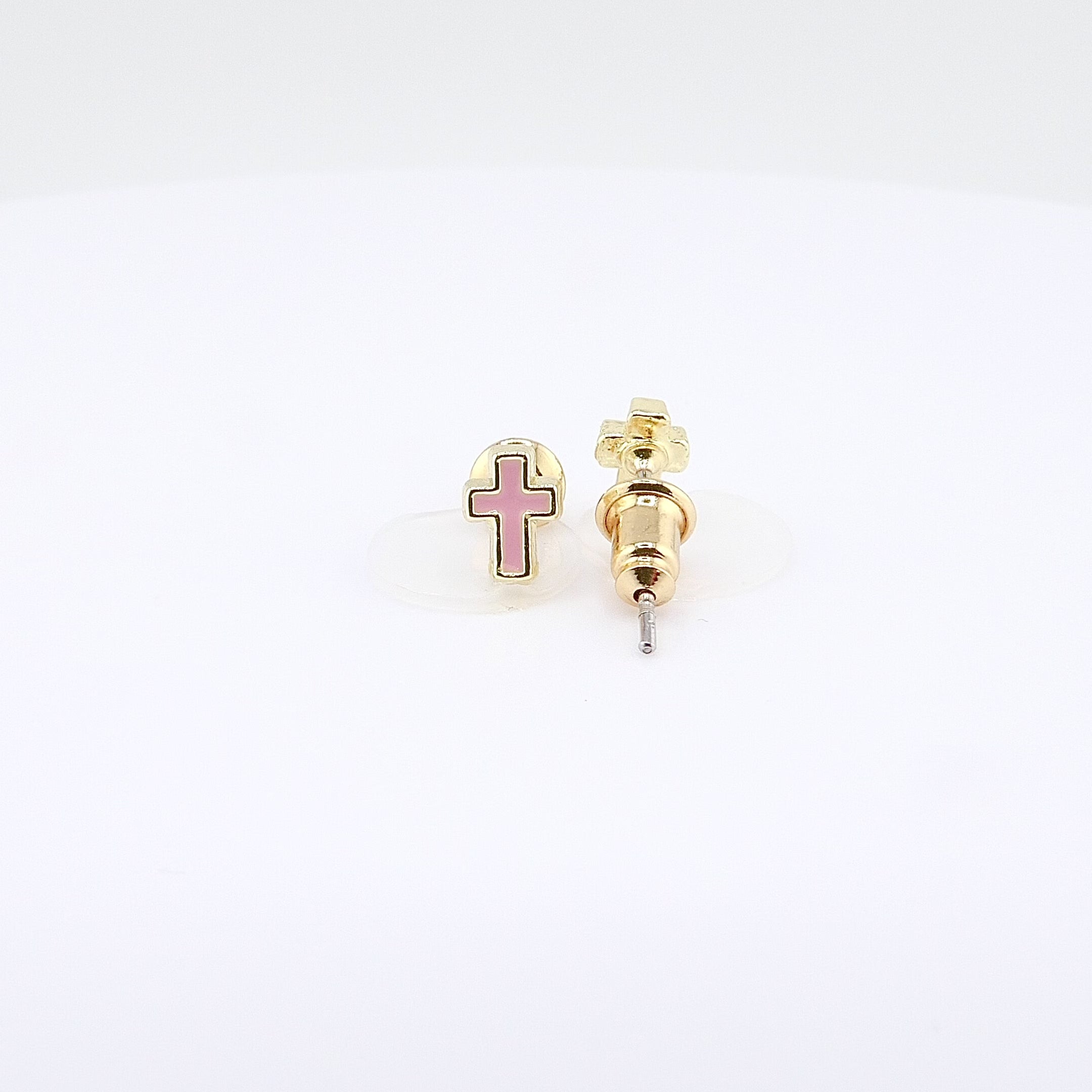 Kids Hypoallergenic Stud Earrings | Easter Pink Cross
